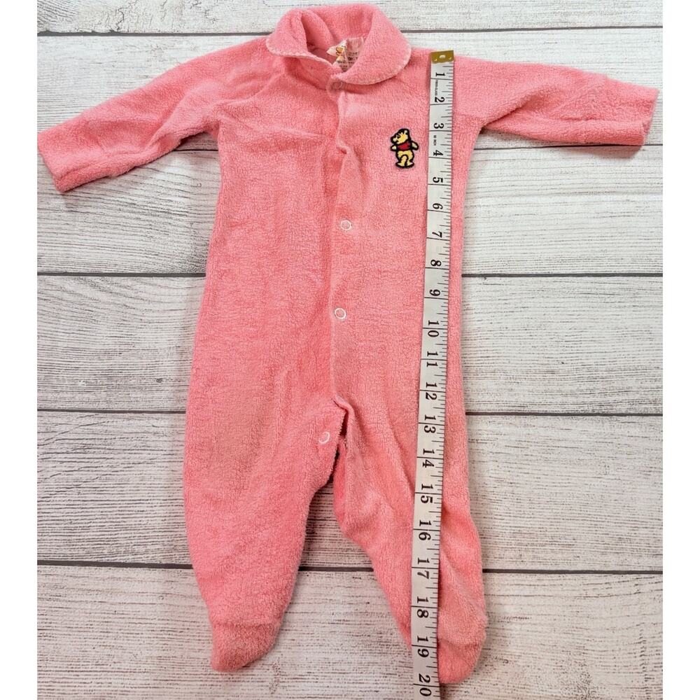 Sears Vintage Winnie The Pooh Bear Coral Footed Outfit Button Down Size 3-6 Mo? - Picture 5 of 8